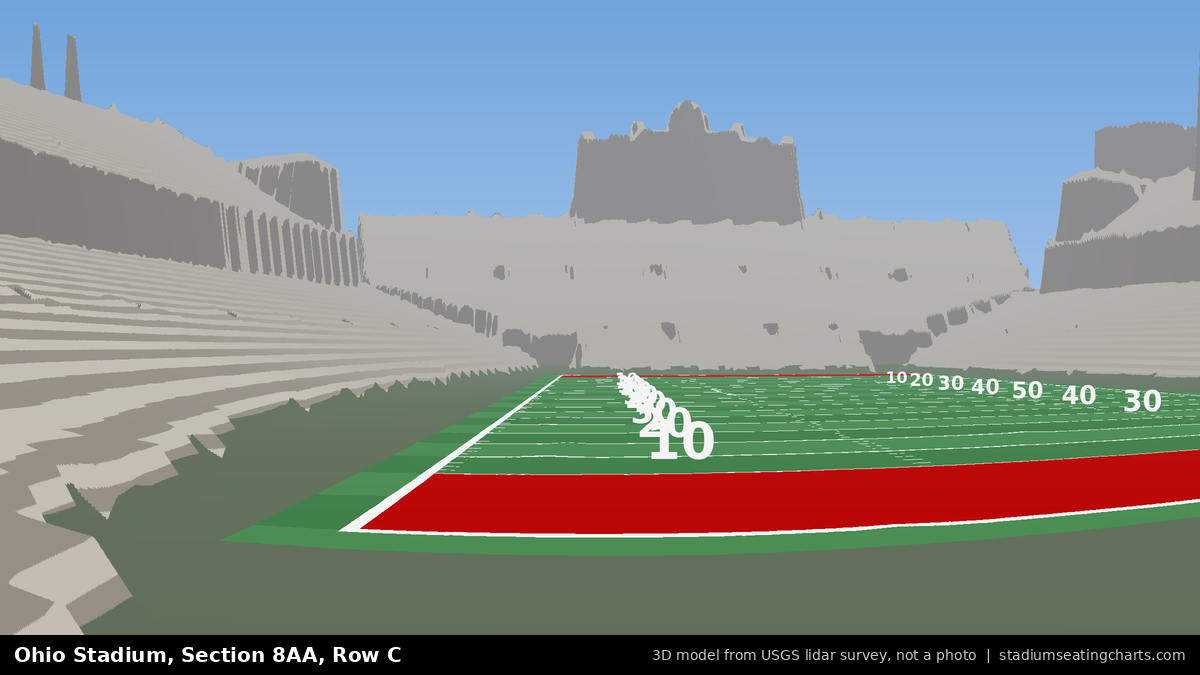 View from Ohio Stadium Section 8AA, Row C, looking toward the field