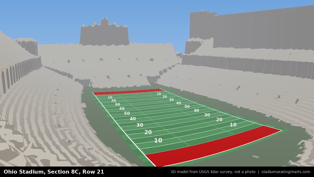 View from Ohio Stadium Section 8C, Row 21, looking toward the field