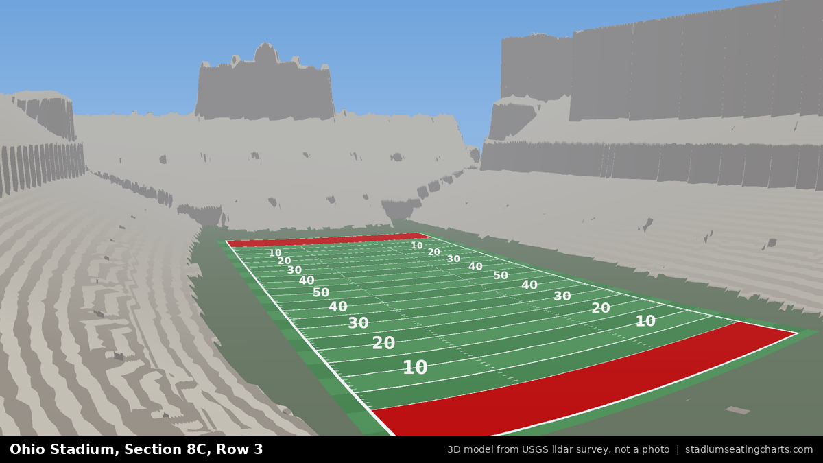 View from Ohio Stadium Section 8C, Row 3, looking toward the field