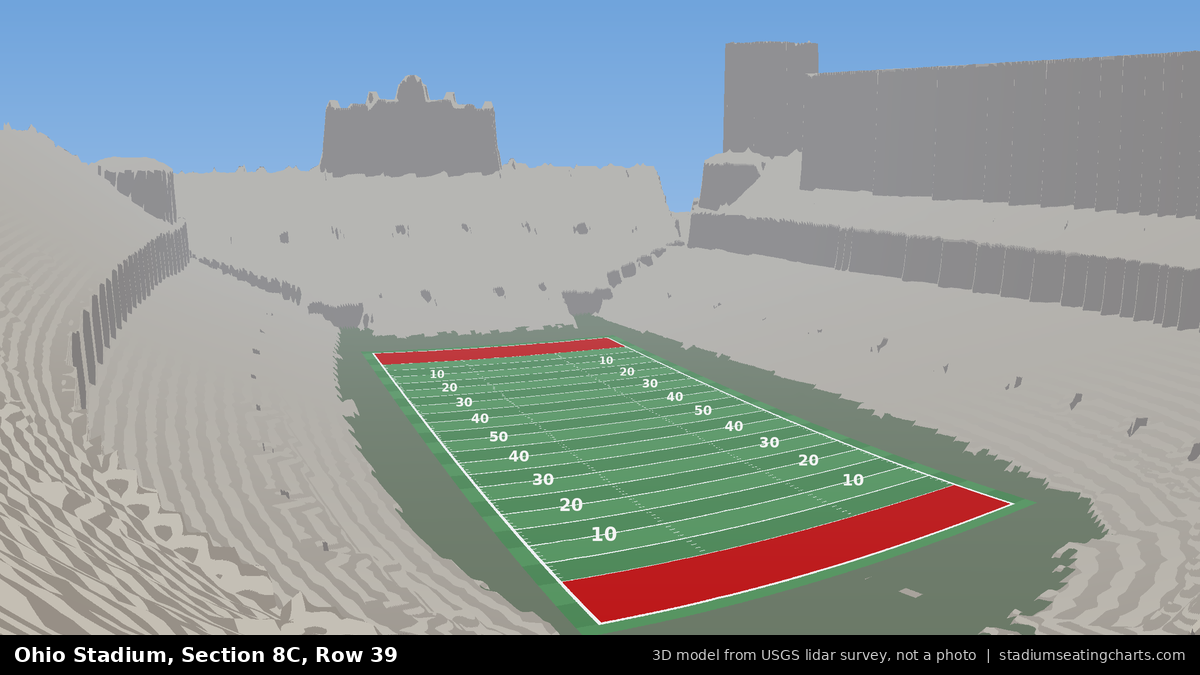 View from Ohio Stadium Section 8C, Row 39, looking toward the field