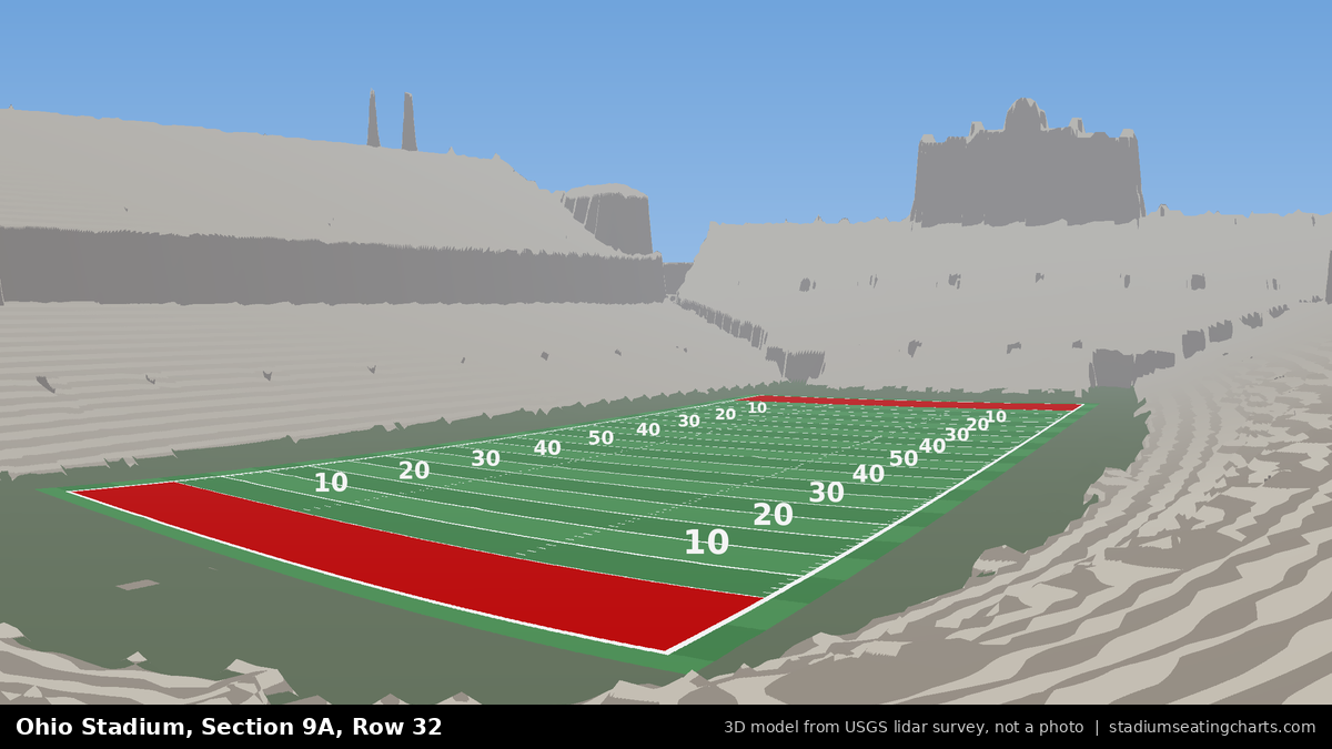 View from Ohio Stadium Section 9A, Row 32, looking toward the field
