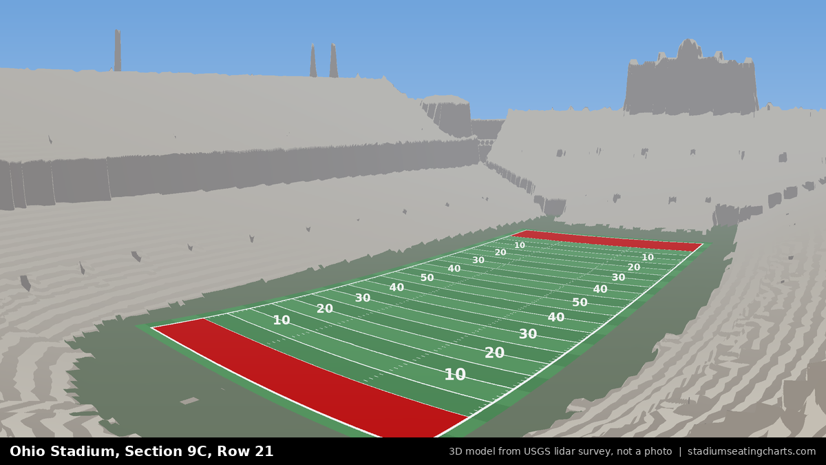 View from Ohio Stadium Section 9C, Row 21, looking toward the field