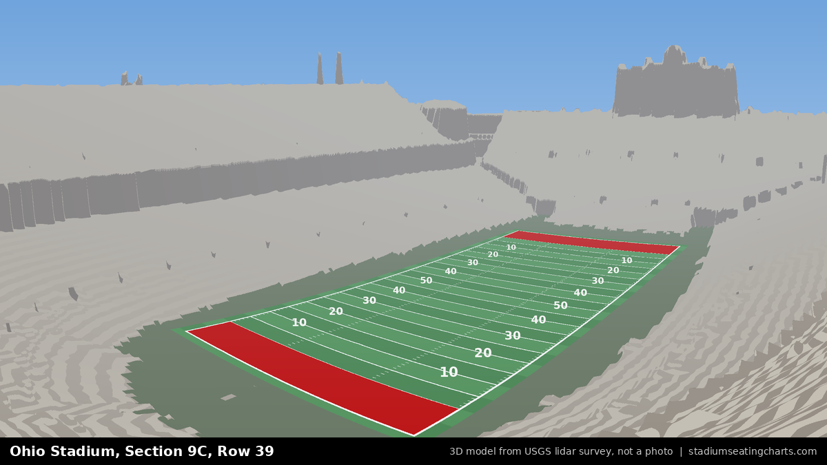 View from Ohio Stadium Section 9C, Row 39, looking toward the field