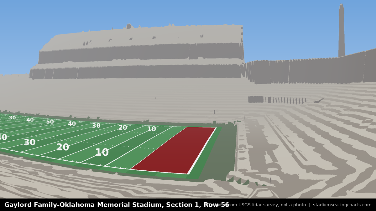 View from Oklahoma Memorial Stadium Section 1, Row 56, looking toward the field