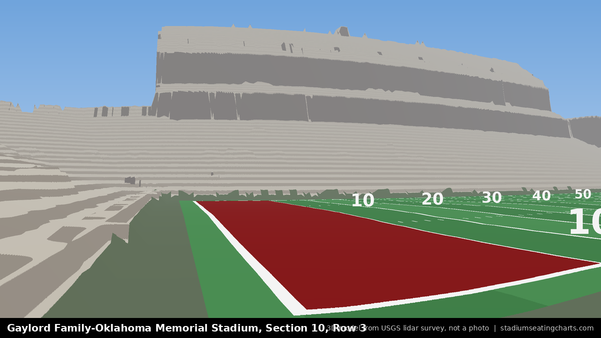 View from Oklahoma Memorial Stadium Section 10, Row 3, looking toward the field