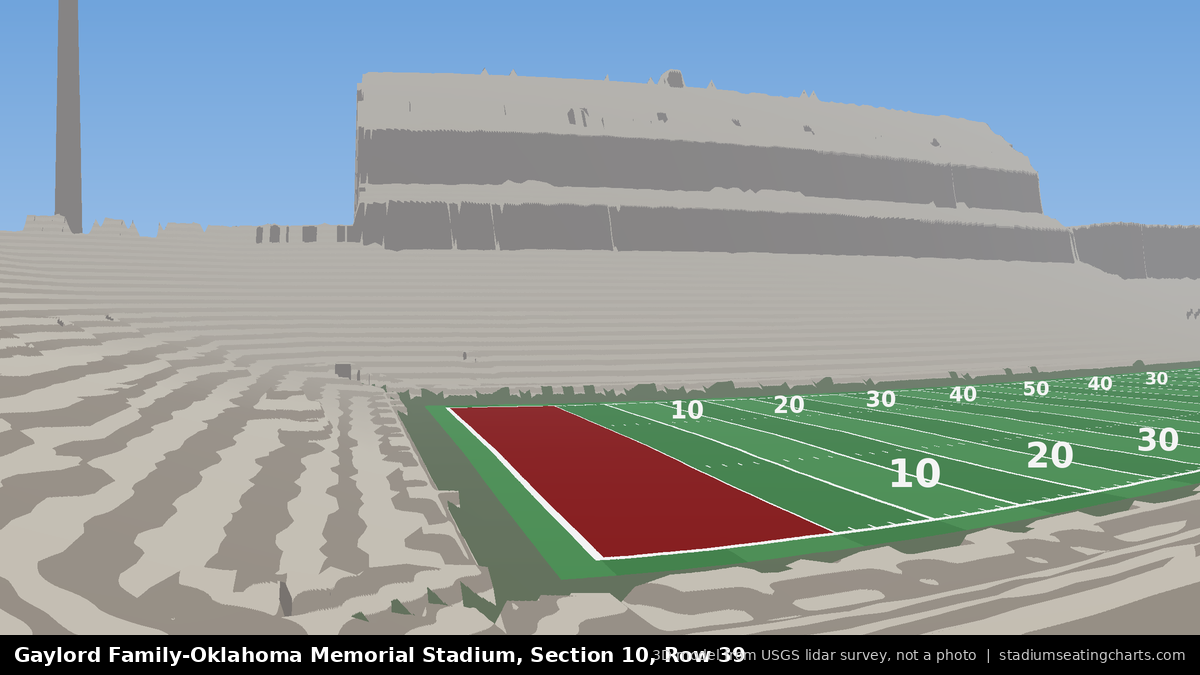View from Oklahoma Memorial Stadium Section 10, Row 39, looking toward the field