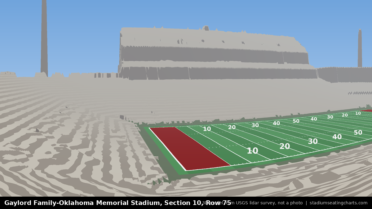 View from Oklahoma Memorial Stadium Section 10, Row 75, looking toward the field