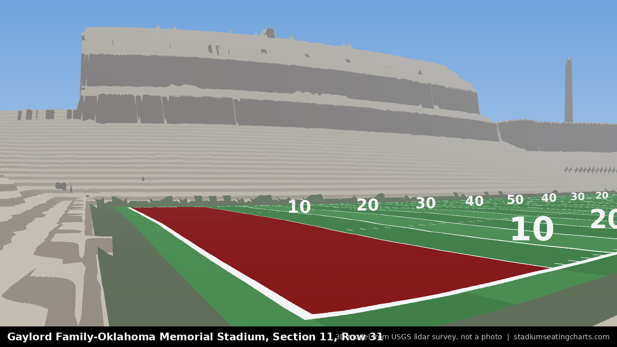 View from Oklahoma Memorial Stadium Section 11, Row 31, looking toward the field
