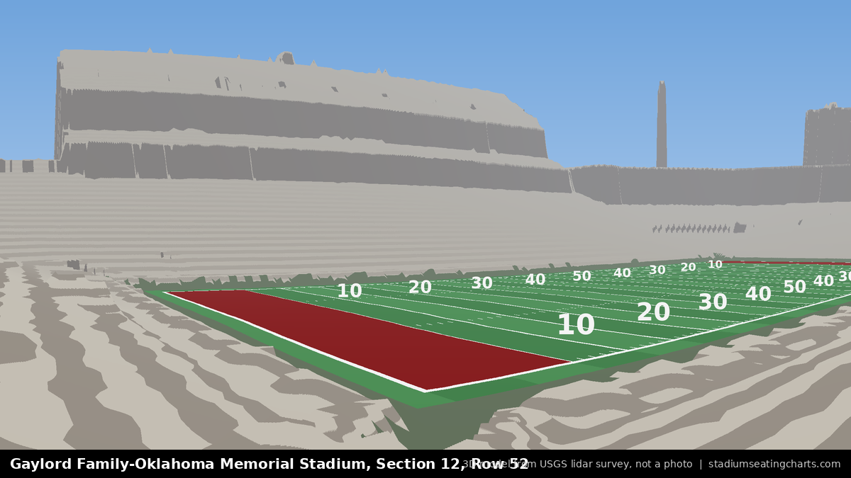 View from Oklahoma Memorial Stadium Section 12, Row 52, looking toward the field
