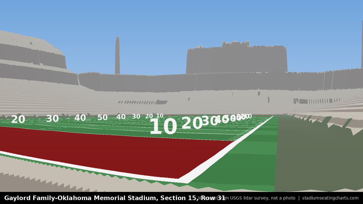 View from Oklahoma Memorial Stadium Section 15, Row 31, looking toward the field