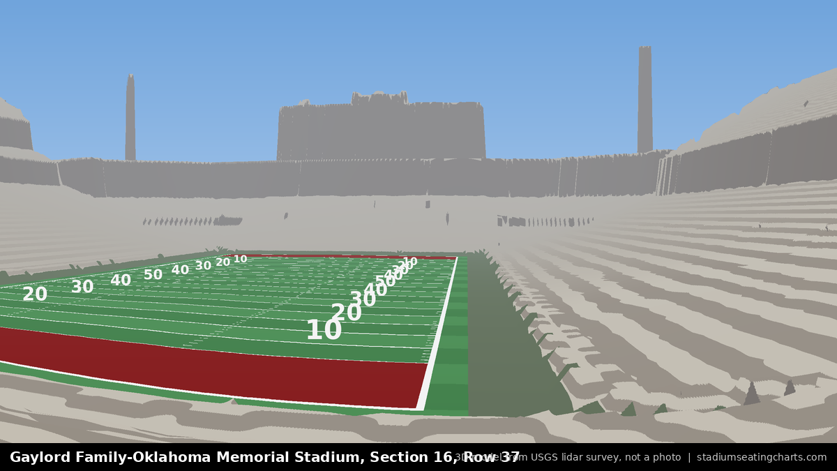 View from Oklahoma Memorial Stadium Section 16, Row 37, looking toward the field