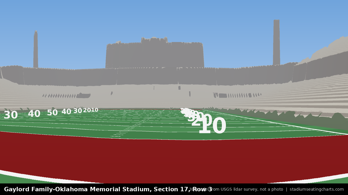 View from Oklahoma Memorial Stadium Section 17, Row 3, looking toward the field