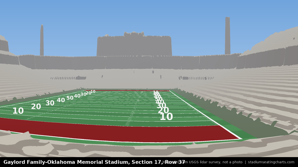 View from Oklahoma Memorial Stadium Section 17, Row 37, looking toward the field