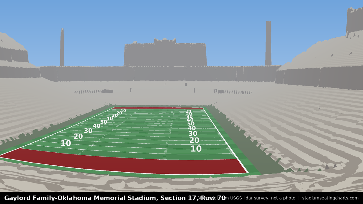 View from Oklahoma Memorial Stadium Section 17, Row 70, looking toward the field