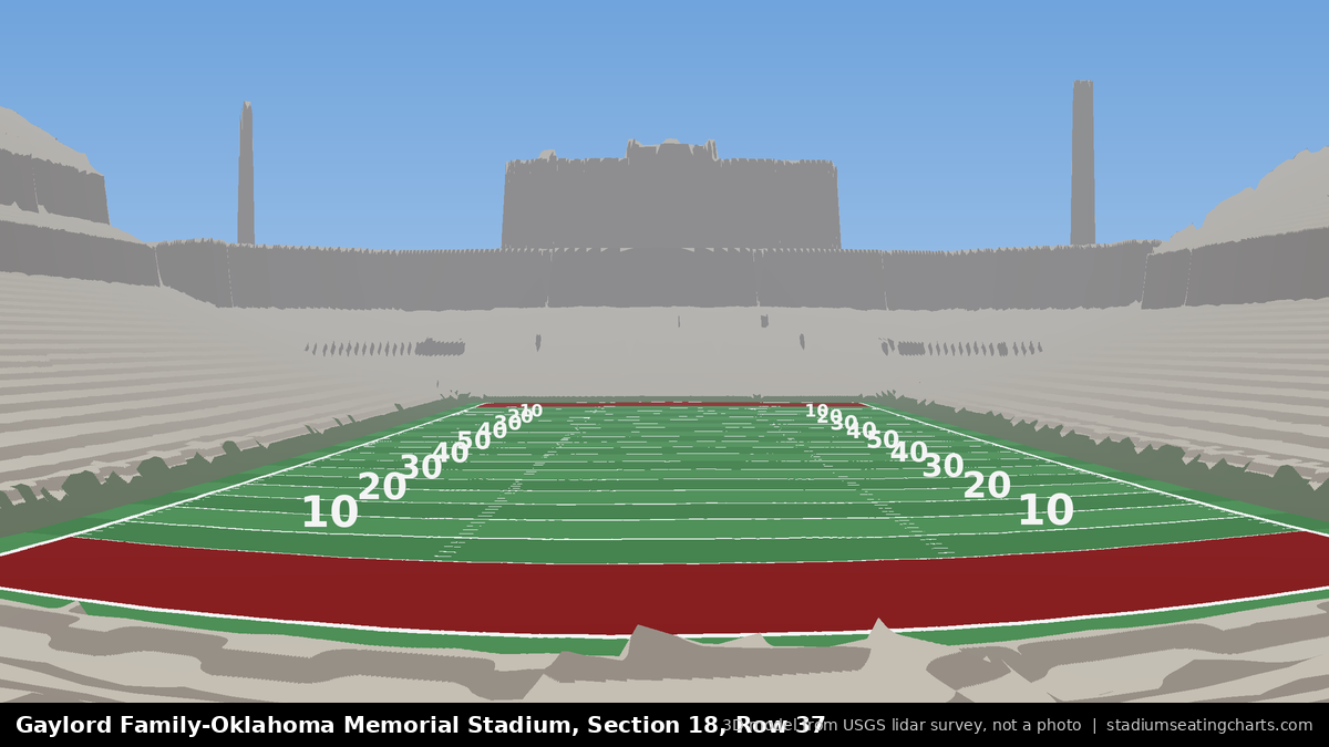 View from Oklahoma Memorial Stadium Section 18, Row 37, looking toward the field
