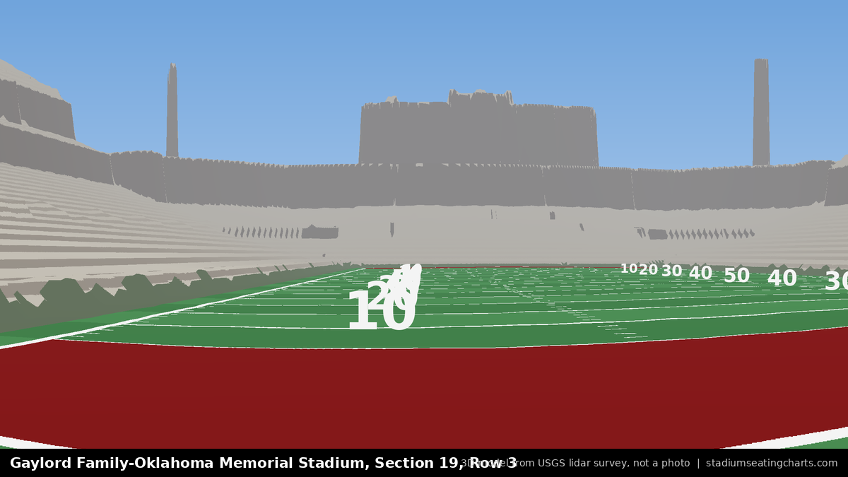 View from Oklahoma Memorial Stadium Section 19, Row 3, looking toward the field