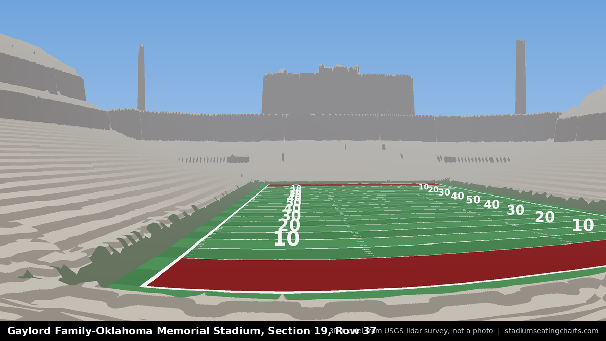 View from Oklahoma Memorial Stadium Section 19, Row 37, looking toward the field