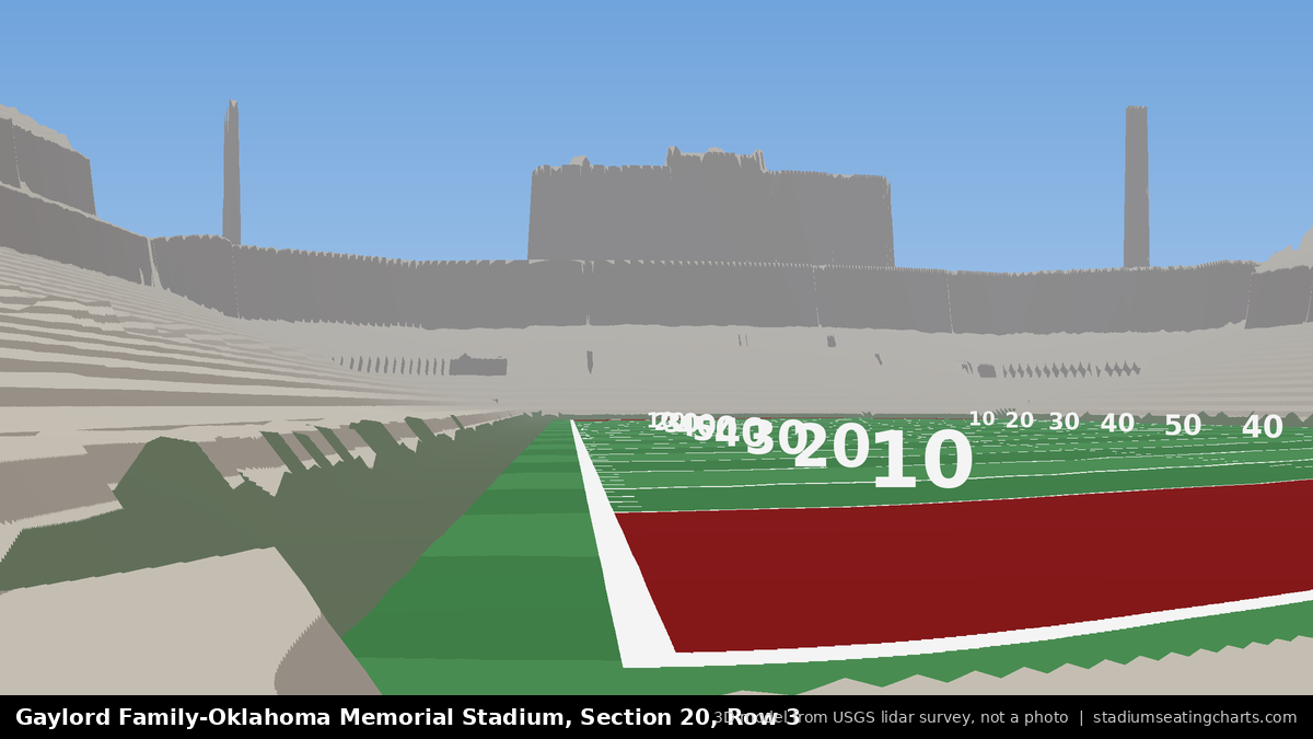View from Oklahoma Memorial Stadium Section 20, Row 3, looking toward the field