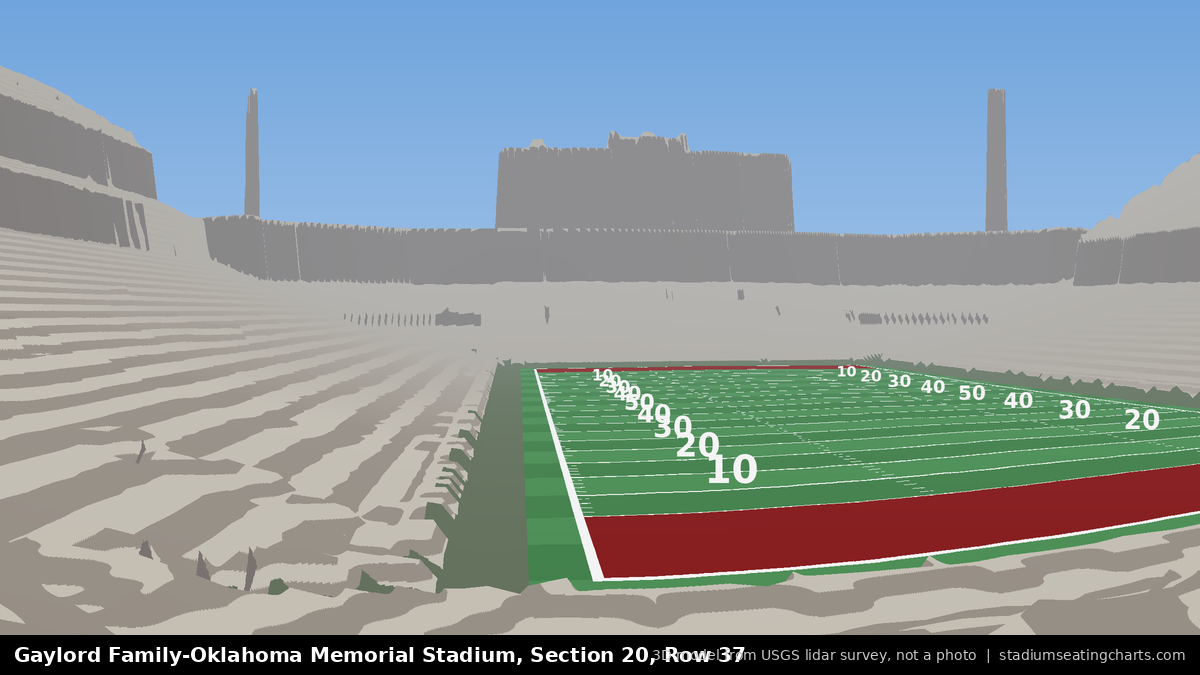 View from Oklahoma Memorial Stadium Section 20, Row 37, looking toward the field