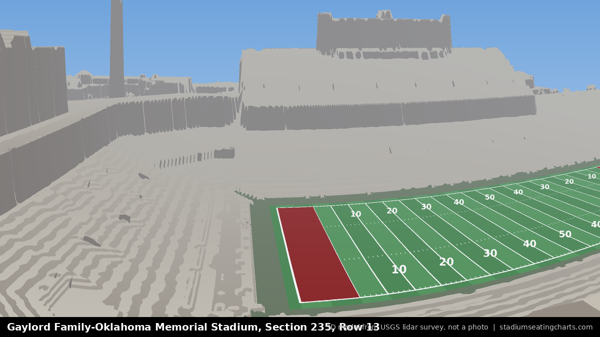 View from Oklahoma Memorial Stadium Section 235, Row 13, looking toward the field