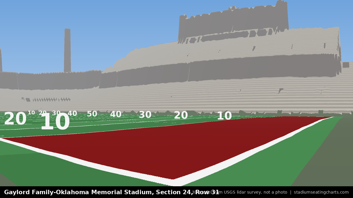 View from Oklahoma Memorial Stadium Section 24, Row 31, looking toward the field