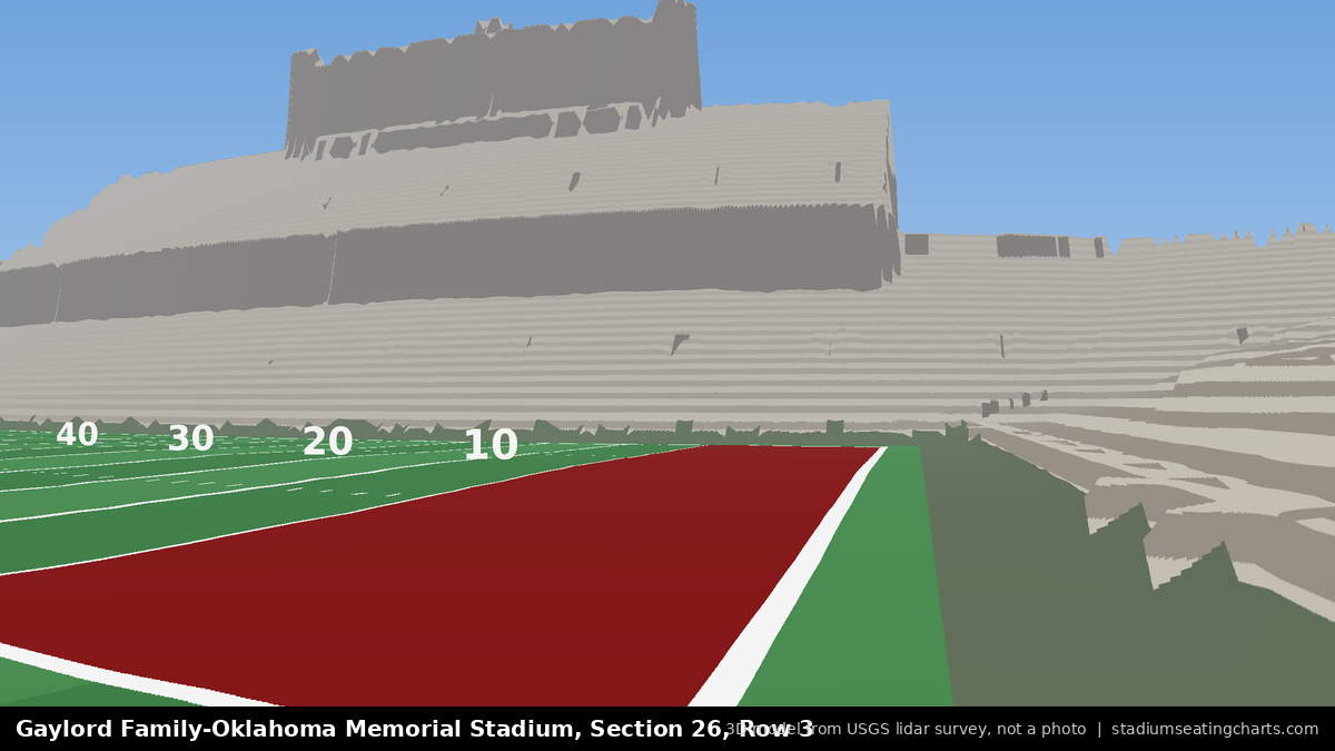 View from Oklahoma Memorial Stadium Section 26, Row 3, looking toward the field