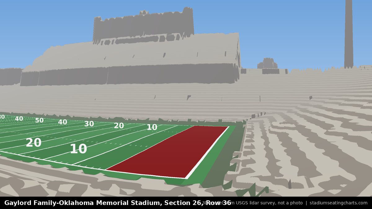 View from Oklahoma Memorial Stadium Section 26, Row 36, looking toward the field