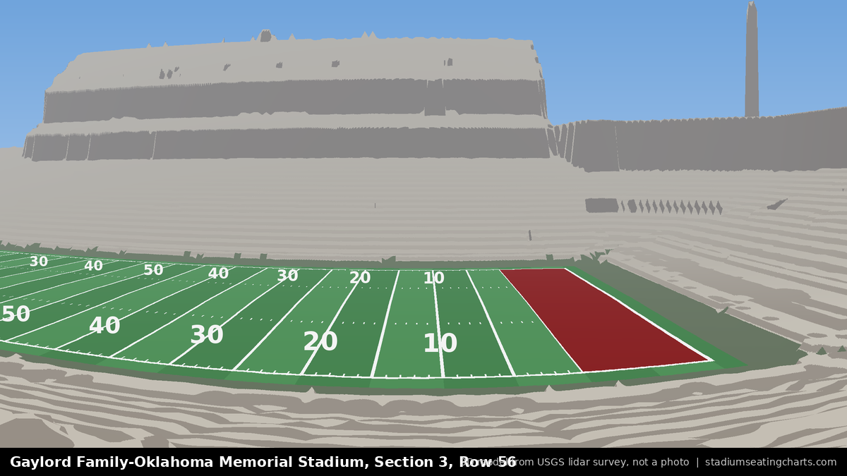 View from Oklahoma Memorial Stadium Section 3, Row 56, looking toward the field
