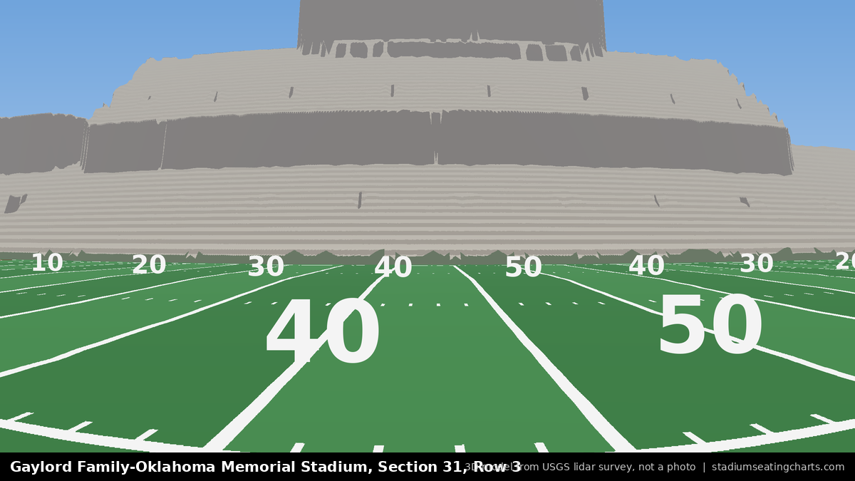 View from Oklahoma Memorial Stadium Section 31, Row 3, looking toward the field
