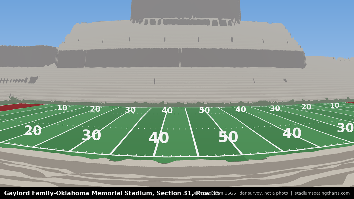 View from Oklahoma Memorial Stadium Section 31, Row 35, looking toward the field