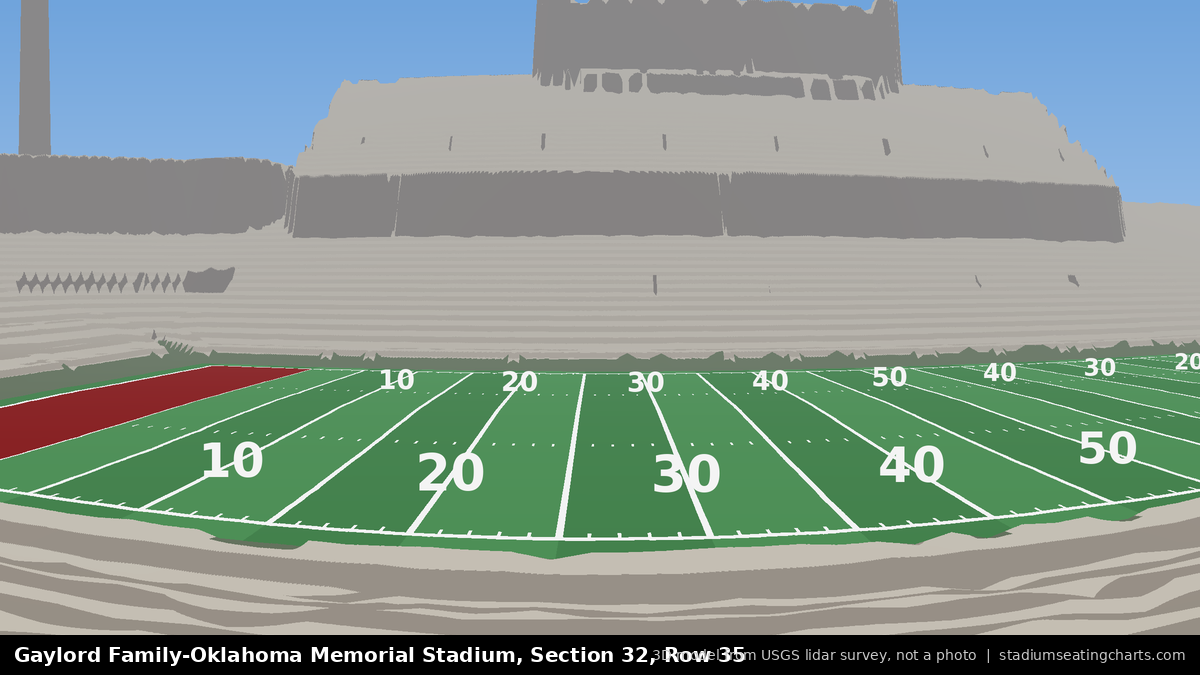 View from Oklahoma Memorial Stadium Section 32, Row 35, looking toward the field