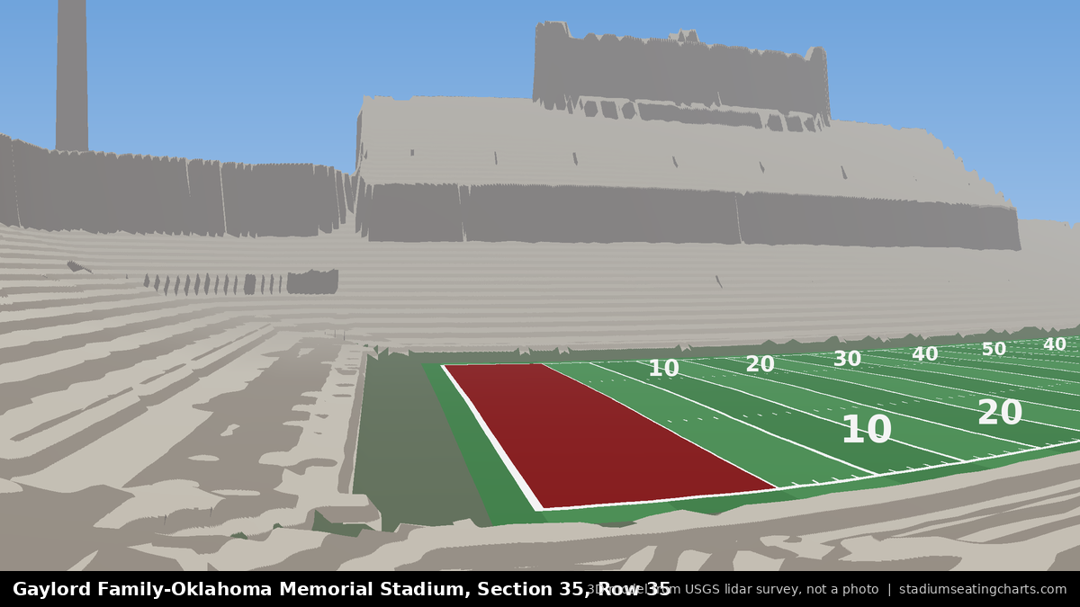 View from Oklahoma Memorial Stadium Section 35, Row 35, looking toward the field