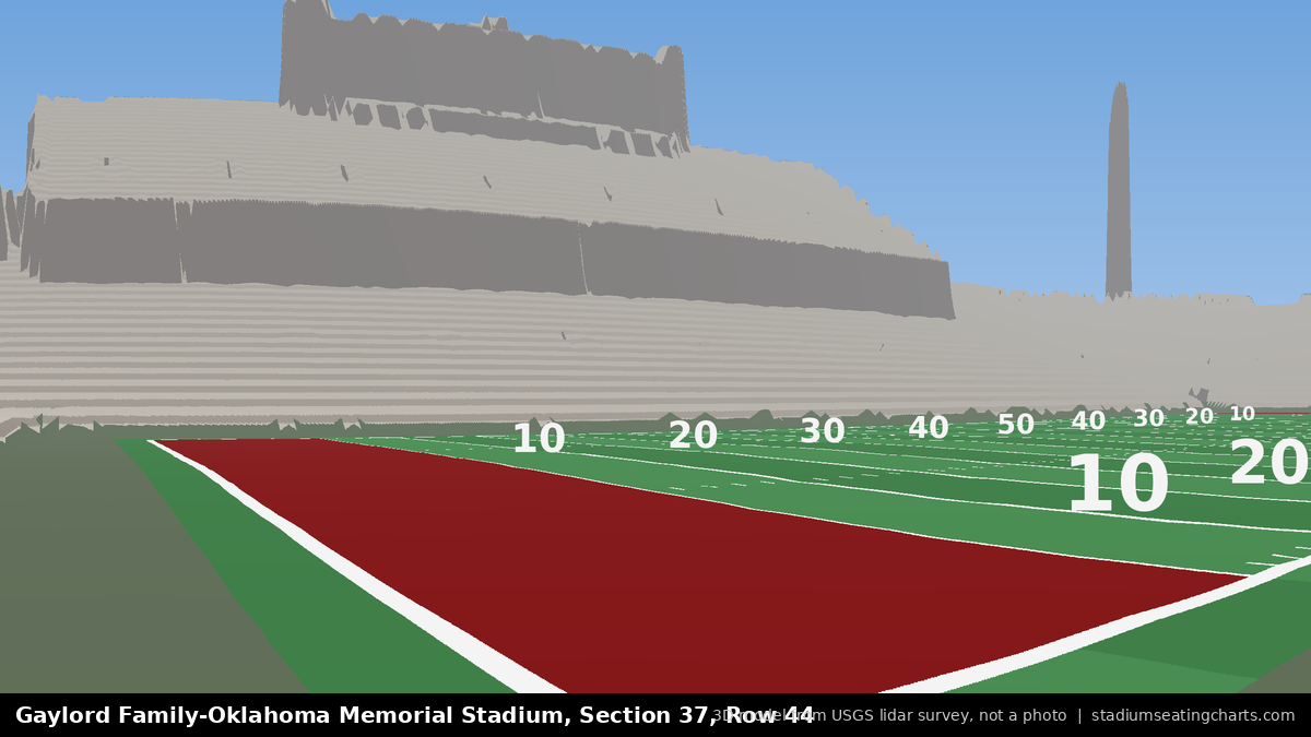 View from Oklahoma Memorial Stadium Section 37, Row 44, looking toward the field