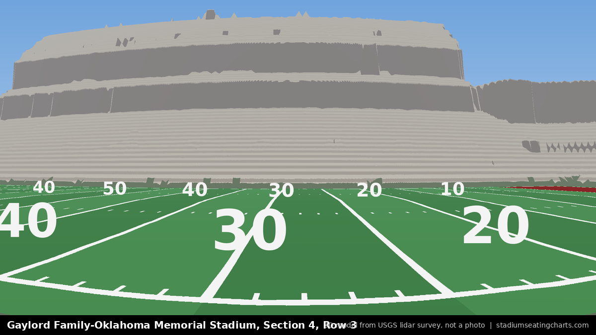 View from Oklahoma Memorial Stadium Section 4, Row 3, looking toward the field