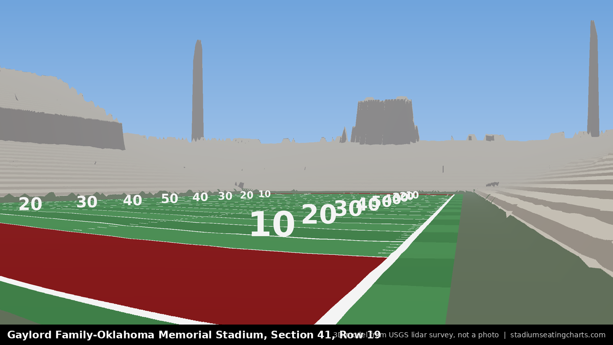 View from Oklahoma Memorial Stadium Section 41, Row 19, looking toward the field