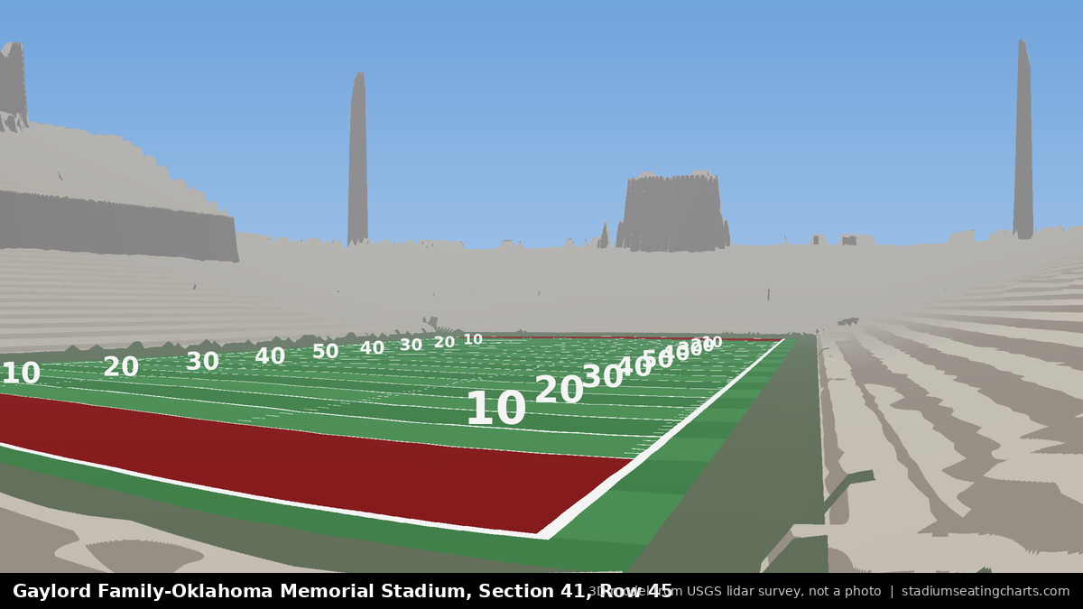 View from Oklahoma Memorial Stadium Section 41, Row 45, looking toward the field