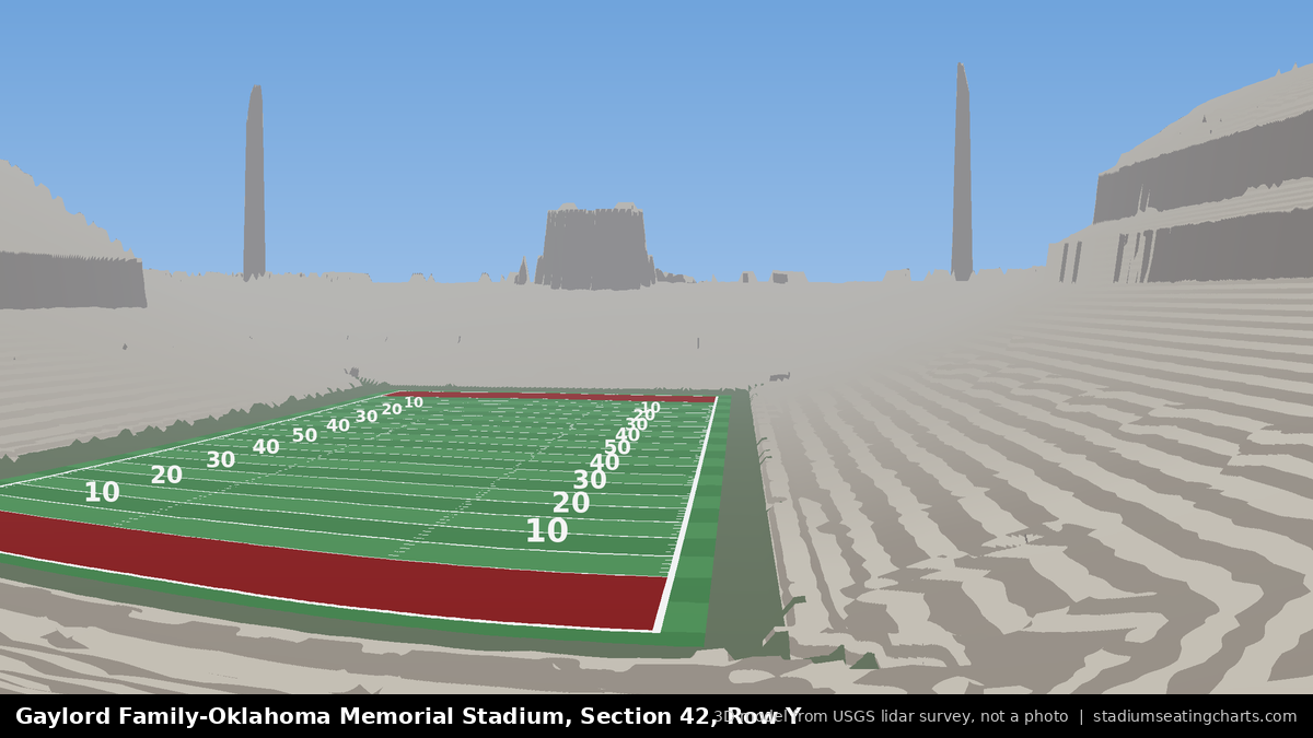 View from Oklahoma Memorial Stadium Section 42, Row Y, looking toward the field