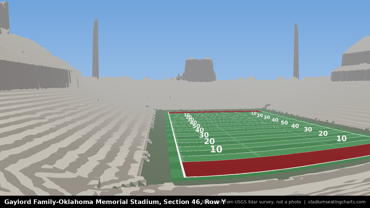 View from Oklahoma Memorial Stadium Section 46, Row Y, looking toward the field