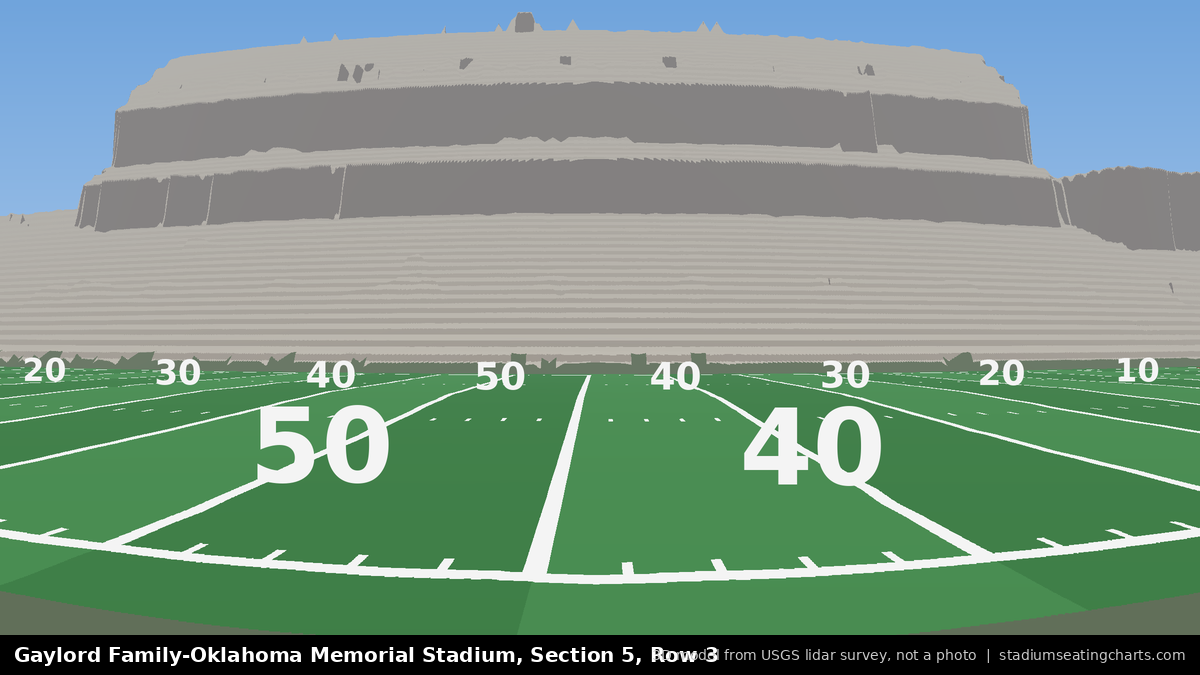 View from Oklahoma Memorial Stadium Section 5, Row 3, looking toward the field