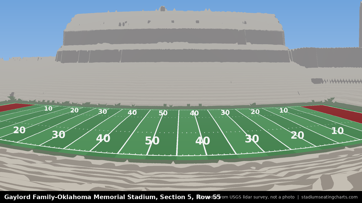 View from Oklahoma Memorial Stadium Section 5, Row 55, looking toward the field