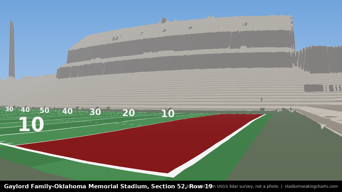 View from Oklahoma Memorial Stadium Section 52, Row 19, looking toward the field