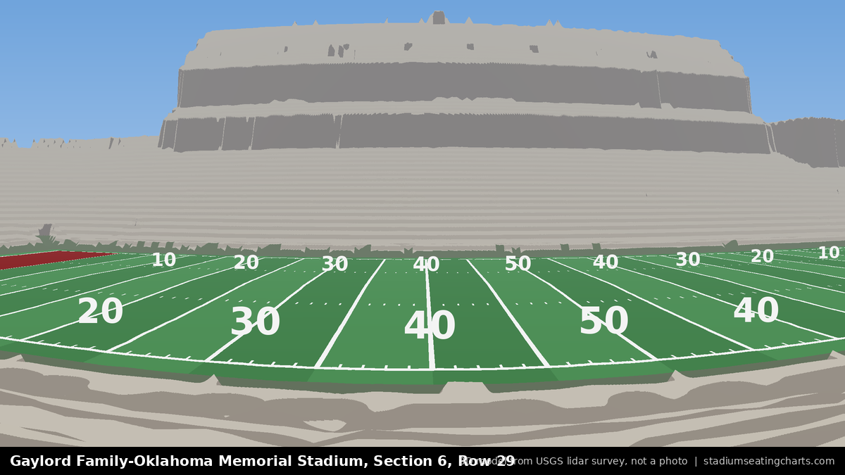 View from Oklahoma Memorial Stadium Section 6, Row 29, looking toward the field