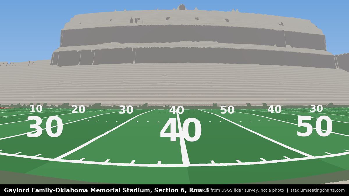 View from Oklahoma Memorial Stadium Section 6, Row 3, looking toward the field