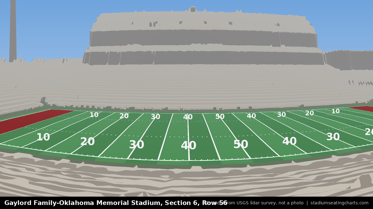 View from Oklahoma Memorial Stadium Section 6, Row 56, looking toward the field