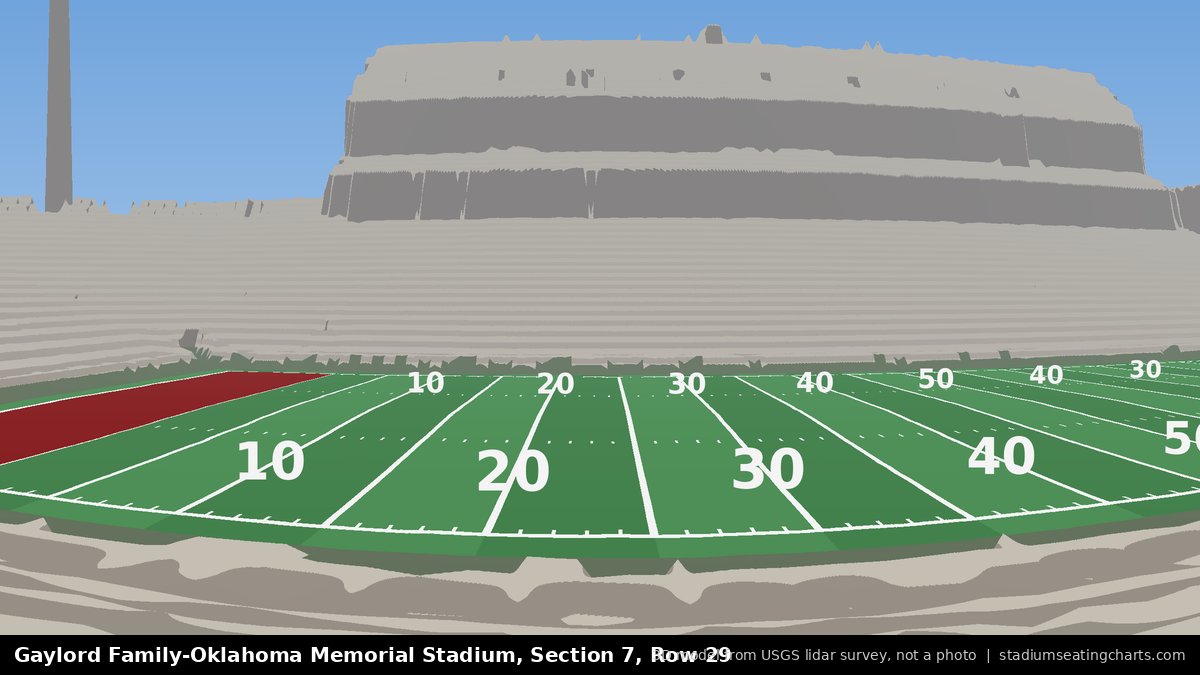 View from Oklahoma Memorial Stadium Section 7, Row 29, looking toward the field