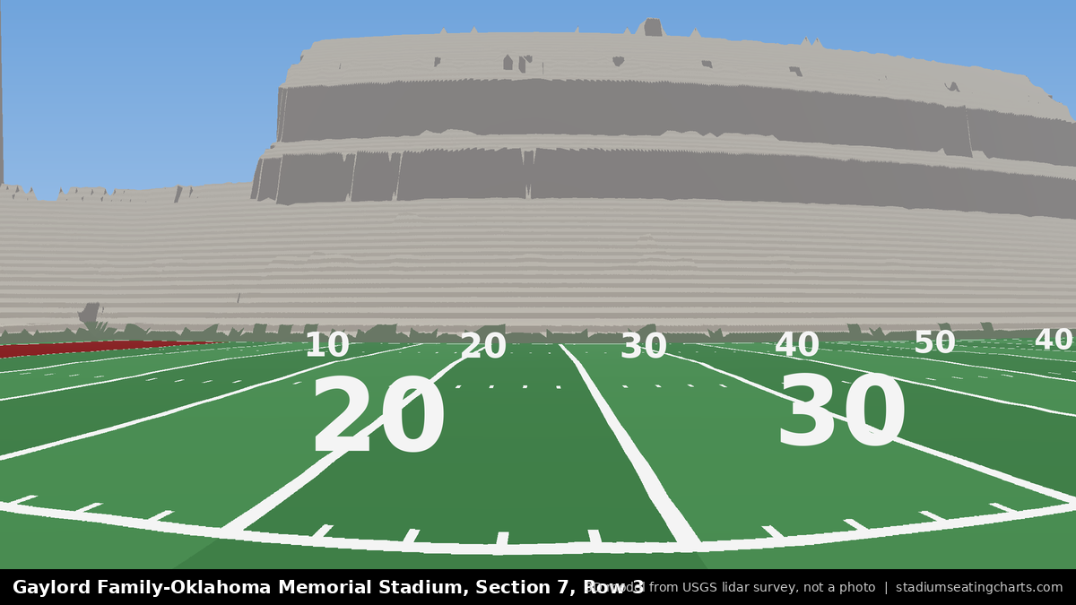 View from Oklahoma Memorial Stadium Section 7, Row 3, looking toward the field