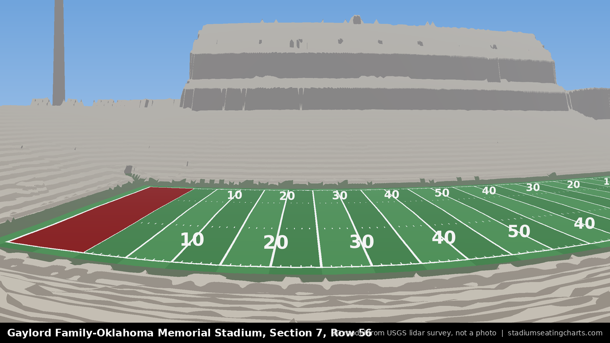 View from Oklahoma Memorial Stadium Section 7, Row 56, looking toward the field