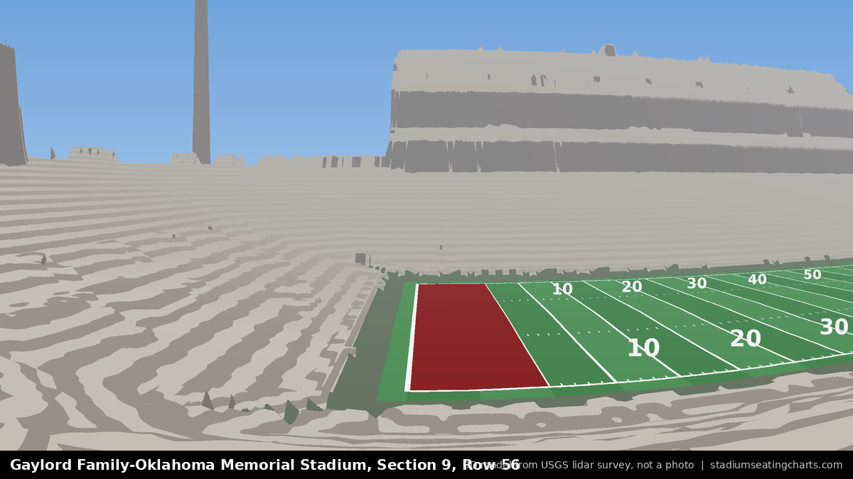 View from Oklahoma Memorial Stadium Section 9, Row 56, looking toward the field
