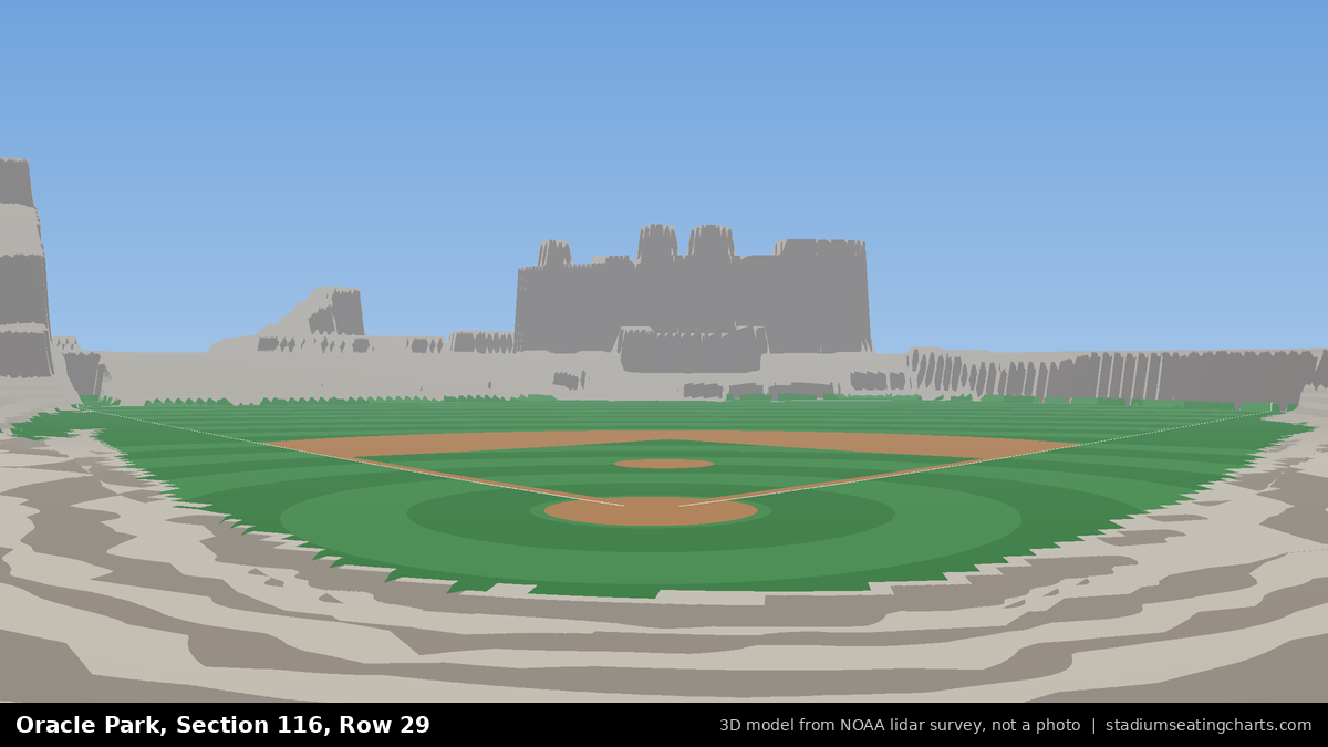 View from Oracle Park Section 116, Row 29, looking toward the pitcher's mound