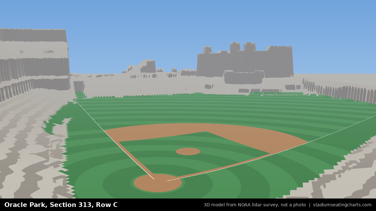 View from Oracle Park Section 313, Row C, looking toward the pitcher's mound